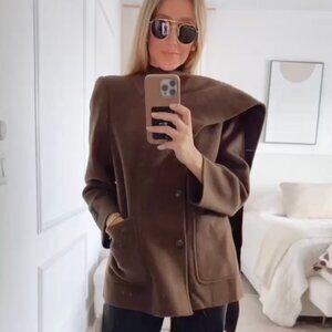 SELFWHO Wool Blend Scarf Collar Double-Faced Coat